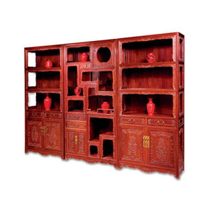 新古典風尚·雅致珍藏 新會圣寶紅古典家具廠多寶格與書柜產(chǎn)品鑒賞